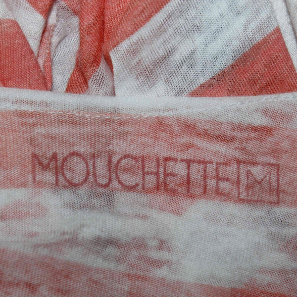 Mouchette Sz M Peach White Stripe Hi Lo Scoop Raw Edge Cotton Blend Knit Top