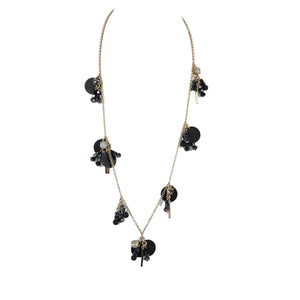 J Crew Goldtone Black Rhinestones Beaded Lobster Clasp 33" Ext 2" Chain Necklace