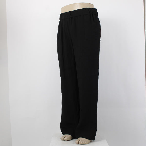 Calvin Klein Pant NEW $90 Sz XL x 30 Black Pockets Elastic Waist Viscose Pant