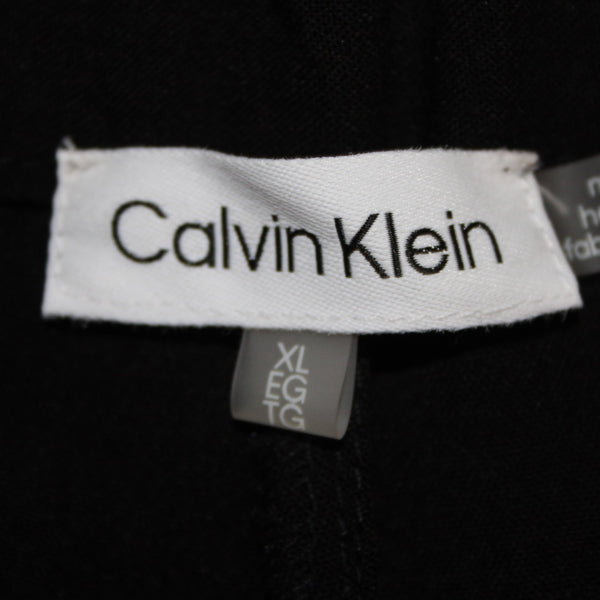 Calvin Klein Pant NEW $90 Sz XL x 30 Black Pockets Elastic Waist Viscose Pant