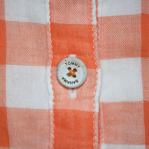Tommy Bahama Dress NEW $118 Sz XL Orange White Plaid Pockets Belted 100% Cotton