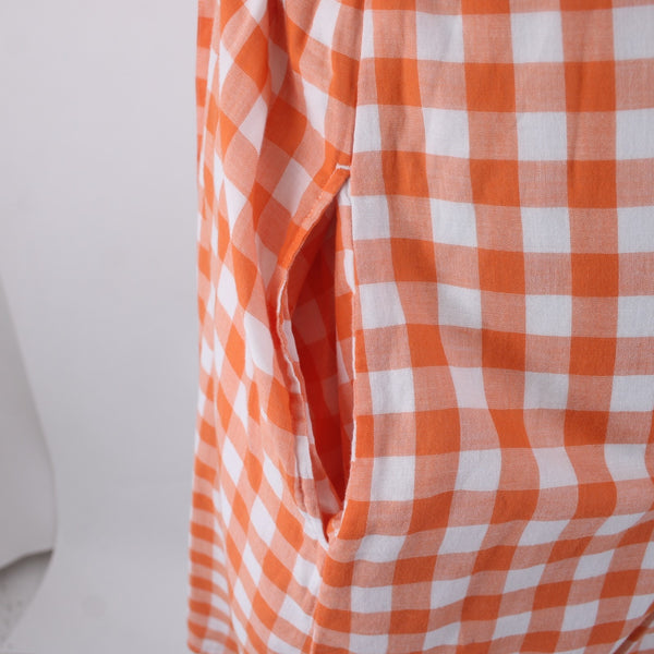 Tommy Bahama Dress NEW $118 Sz XL Orange White Plaid Pockets Belted 100% Cotton