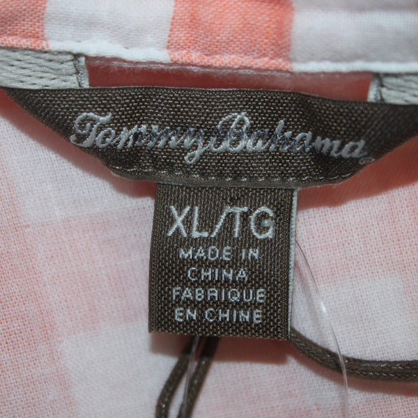 Tommy Bahama Dress NEW $118 Sz XL Orange White Plaid Pockets Belted 100% Cotton