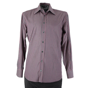 Dolce Gabbana Sz 16 41 Gray Magenta Striped Tailored Fit  Men's Dress Shirt