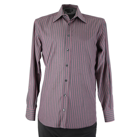 Dolce Gabbana Sz 16 41 Gray Magenta Striped Tailored Fit  Men's Dress Shirt