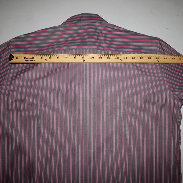 Dolce Gabbana Sz 16 41 Gray Magenta Striped Tailored Fit  Men's Dress Shirt