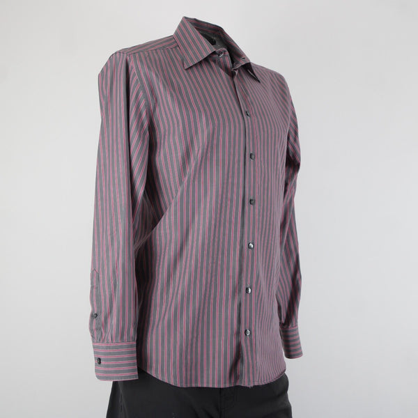 Dolce Gabbana Sz 16 41 Gray Magenta Striped Tailored Fit  Men's Dress Shirt