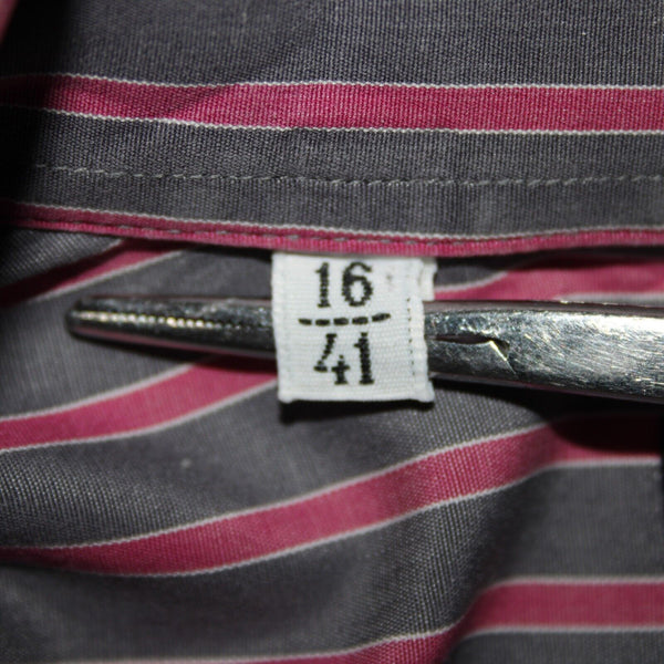 Dolce Gabbana Sz 16 41 Gray Magenta Striped Tailored Fit  Men's Dress Shirt