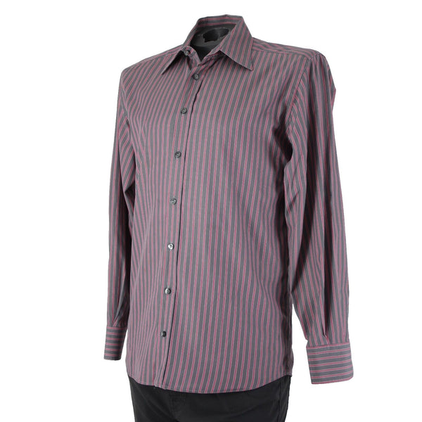 Dolce Gabbana Sz 16 41 Gray Magenta Striped Tailored Fit  Men's Dress Shirt