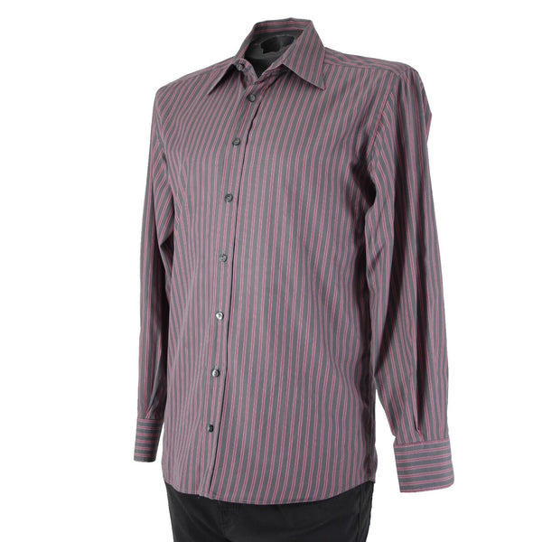 Dolce Gabbana Sz 16 41 Gray Magenta Striped Tailored Fit  Men's Dress Shirt