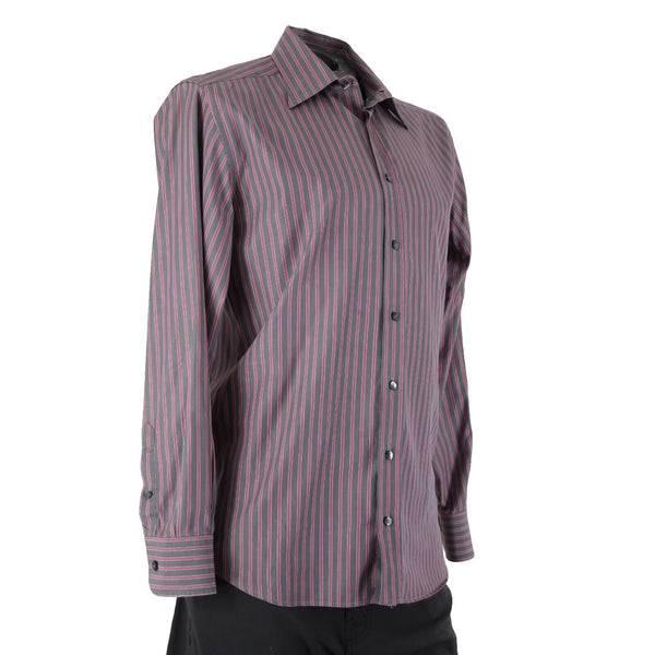Dolce Gabbana Sz 16 41 Gray Magenta Striped Tailored Fit  Men's Dress Shirt