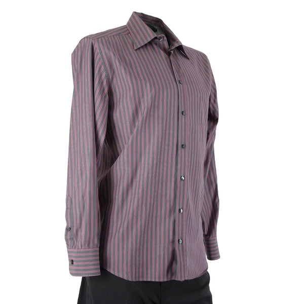 Dolce Gabbana Sz 16 41 Gray Magenta Striped Tailored Fit  Men's Dress Shirt