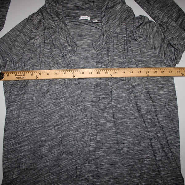 Pure Jill Sz M Black White Hooded 100% Cotton Wrap Sweater