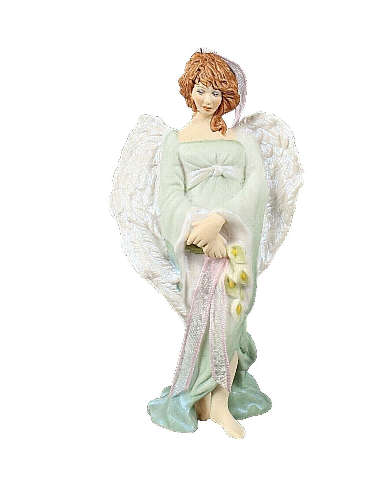 Hallmark 5.5 Green Multi 2005 Angel Holding Lilies Porcelain Angel