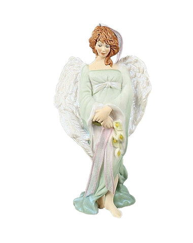 Hallmark 5.5 Green Multi 2005 Angel Holding Lilies Porcelain Angel